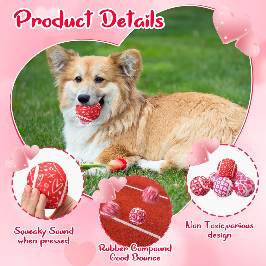 36 Pcs Valentine Squeaky Tennis Balls Gifts for Dogs