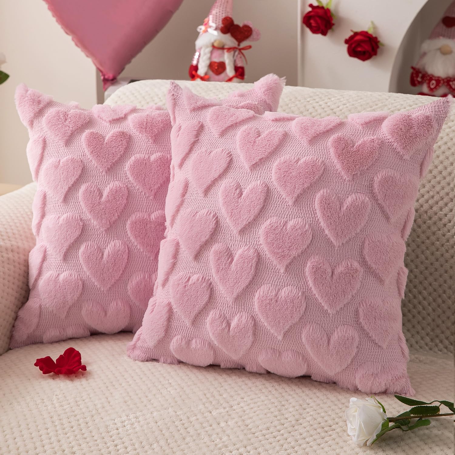 Velvet Heart Pillow Covers 