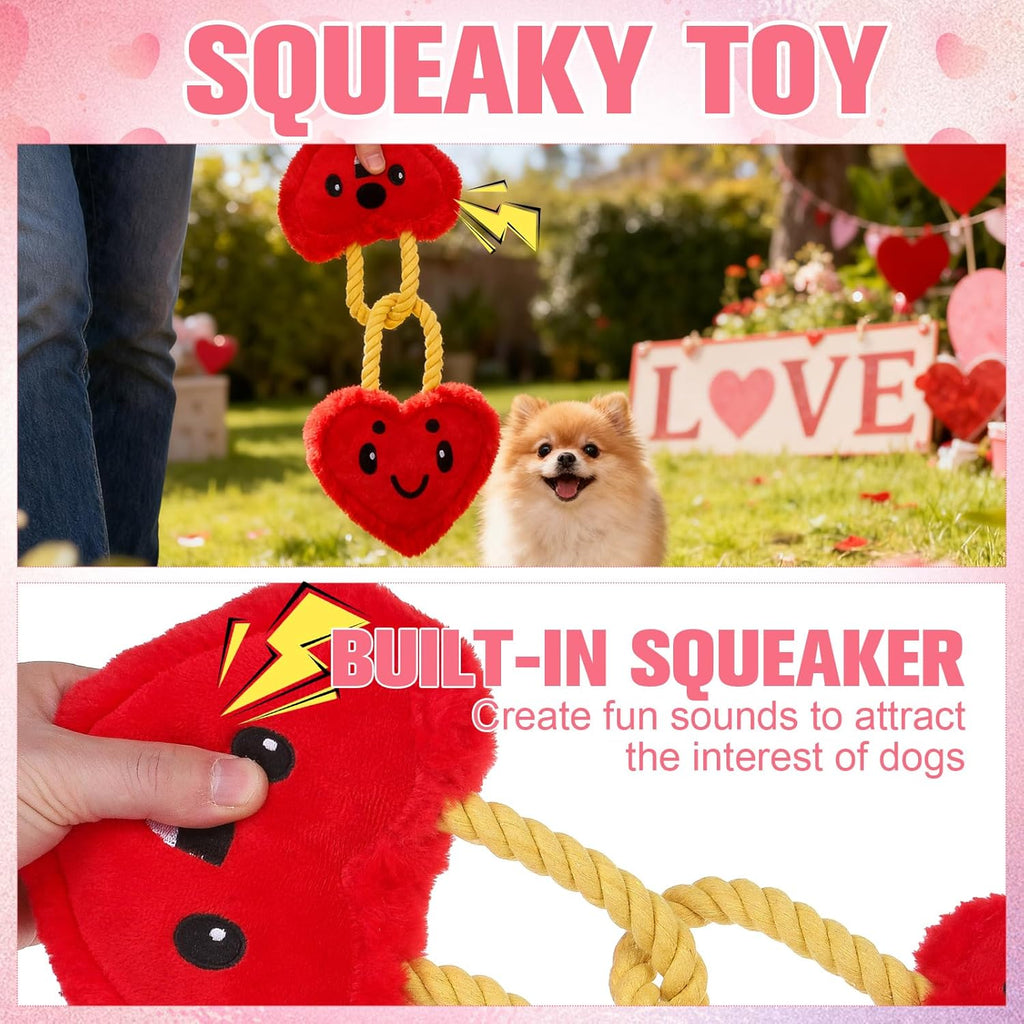 Love Lock Red Hearts Squeaky Dog Toy