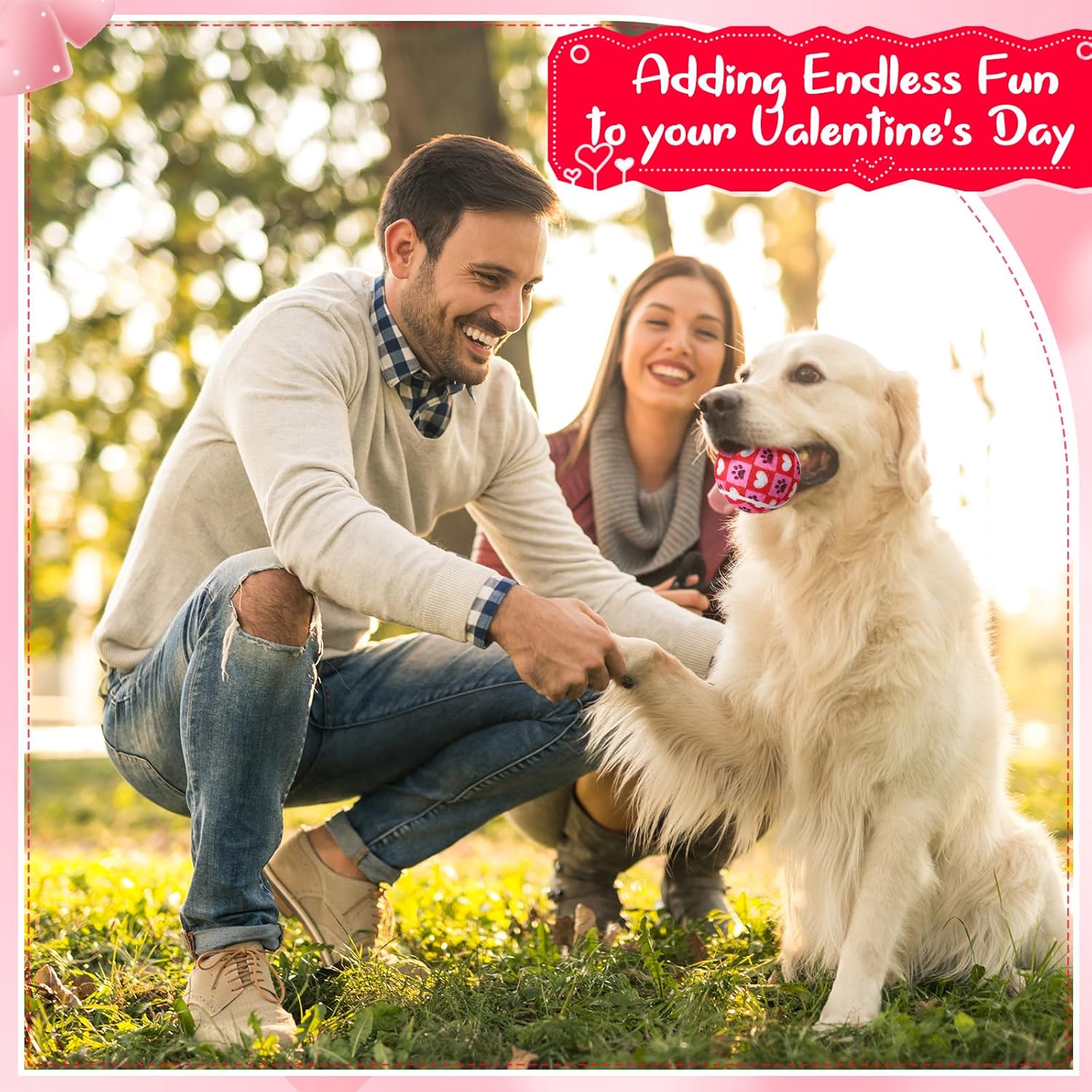 36 Pcs Valentine Squeaky Tennis Balls Gifts for Dogs