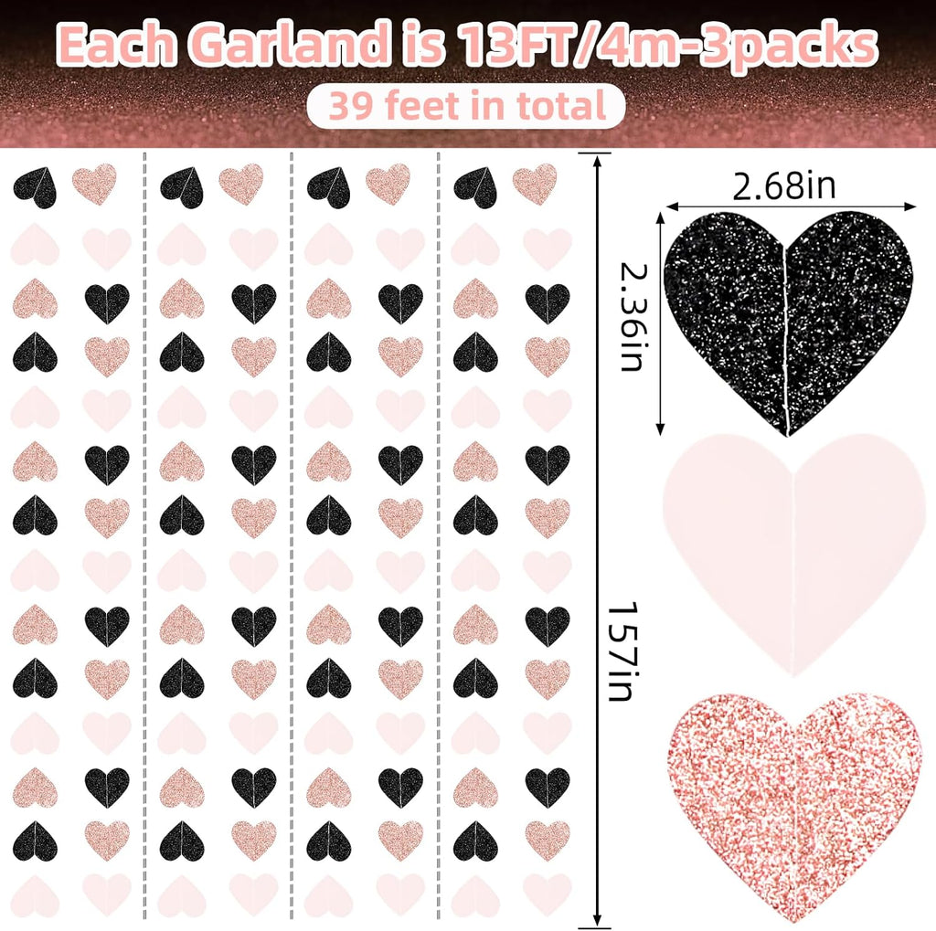 Glitter Heart Hanging Party Decorations 