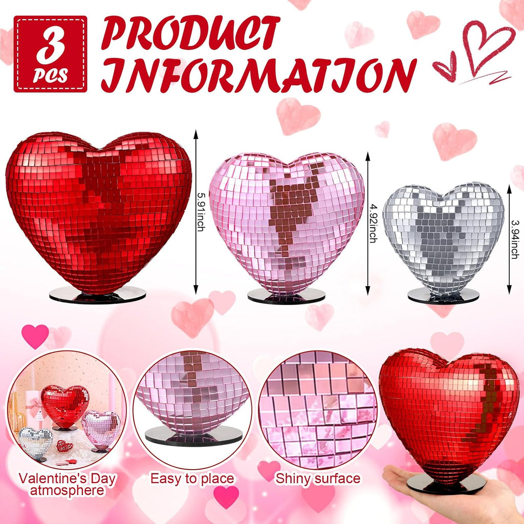 Disco Mirror Heart Table Decorations