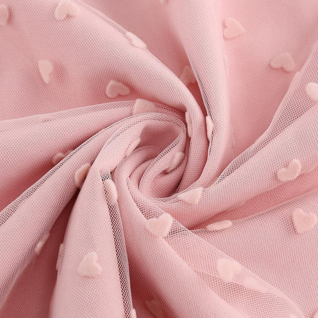 Light Pink Vintage Dress With Heart Print Tulle