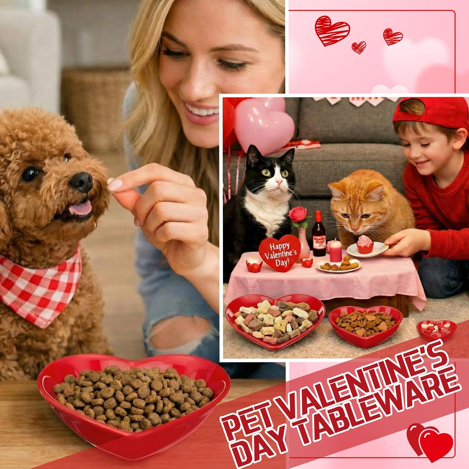 Valentine's Day Red Heart Shaped Ramekin Set