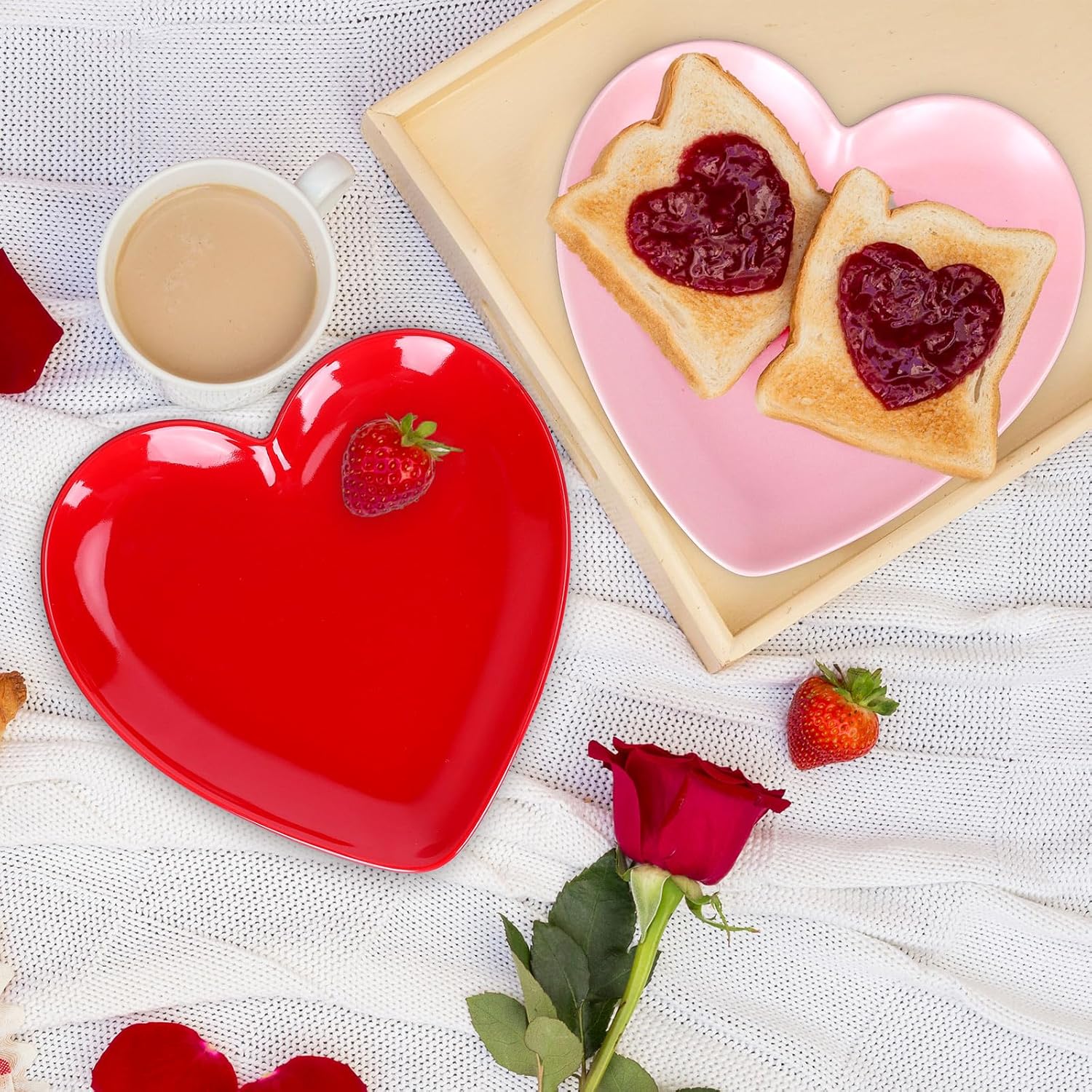 Heart Shaped Plate Ceramic Dessert Plate - Pack of 2