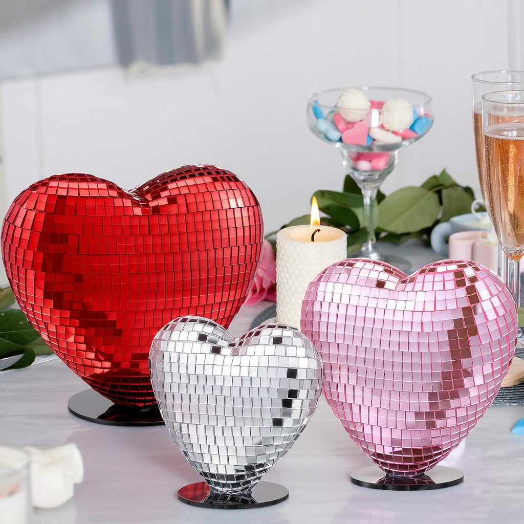 Disco Mirror Heart Table Decorations