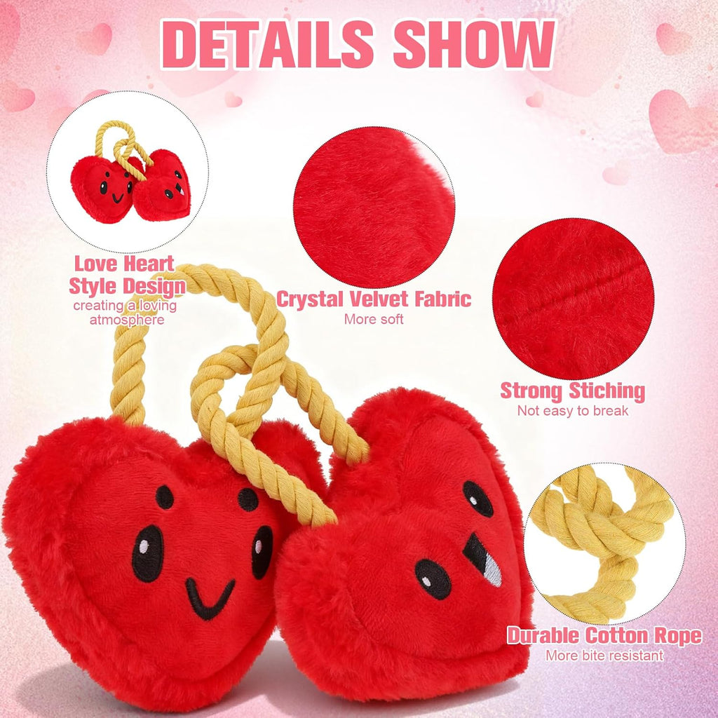 Love Lock Red Hearts Squeaky Dog Toy