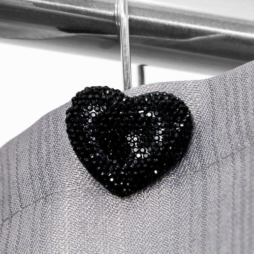 Black Rhinestone Heart Shower Curtain Hooks