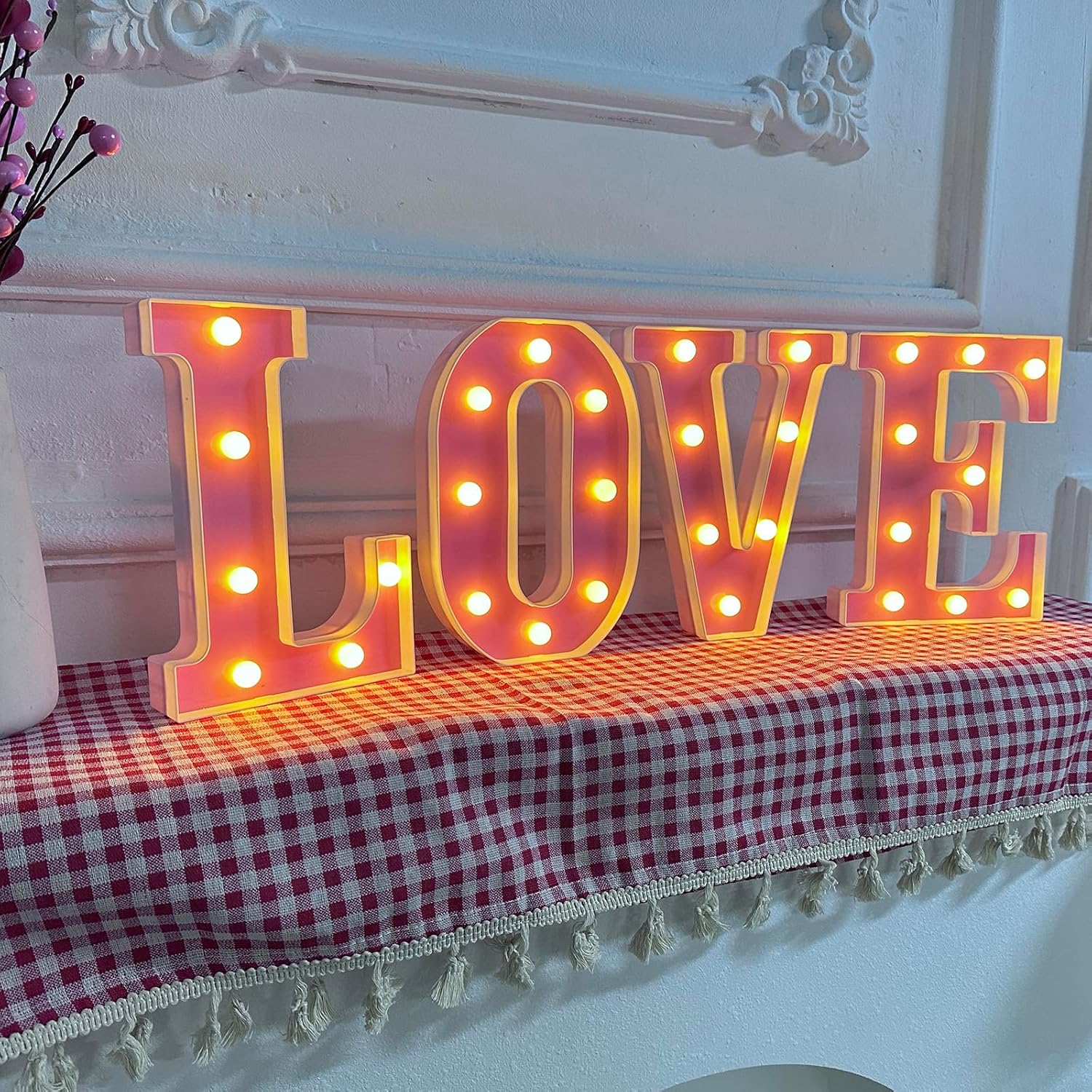 Pink LED Marquee Letters "LOVE" Decorations