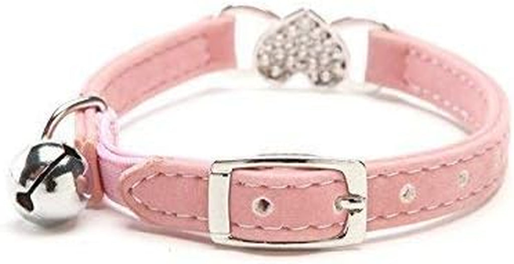 Rhinestone Heart Cat Collar with Bell