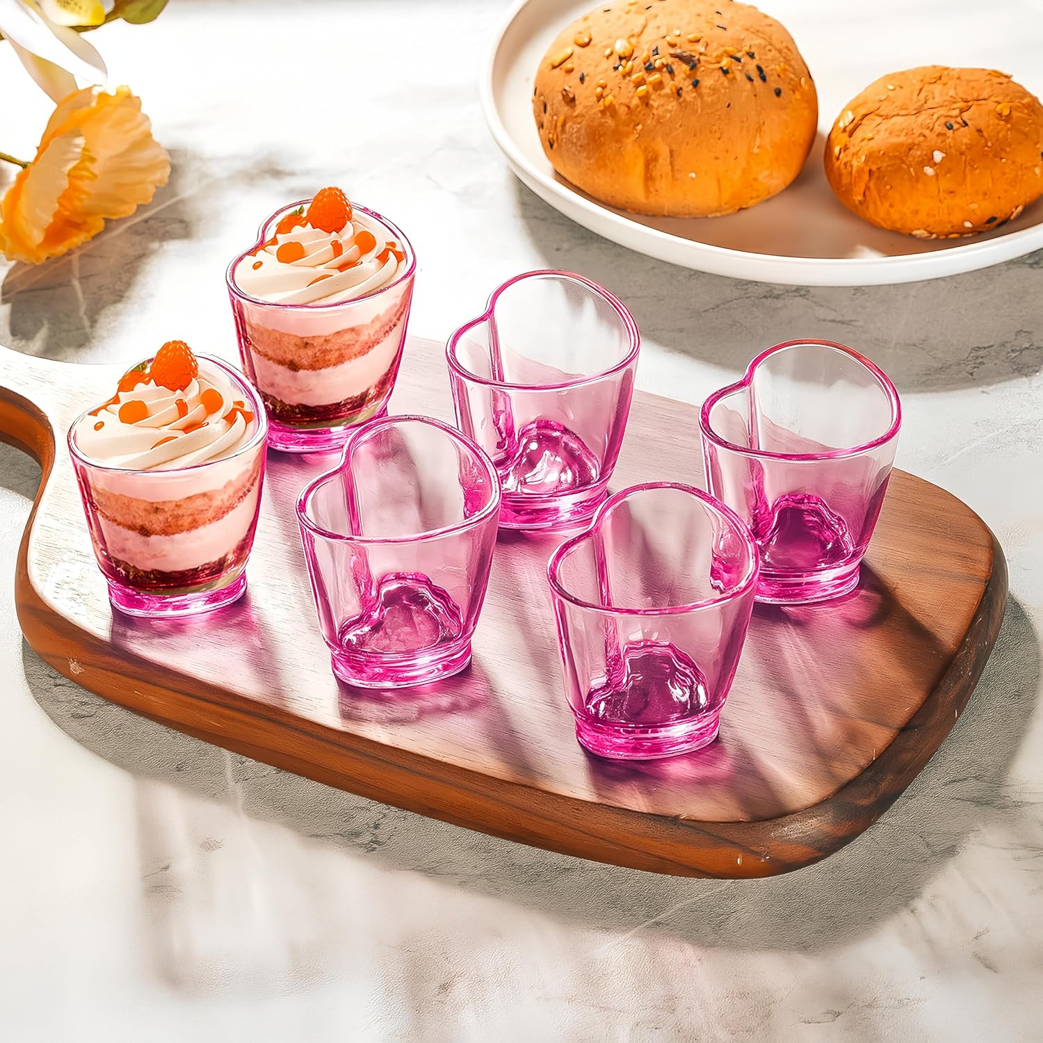 Pink Heart Shaped Shot Glasses Set