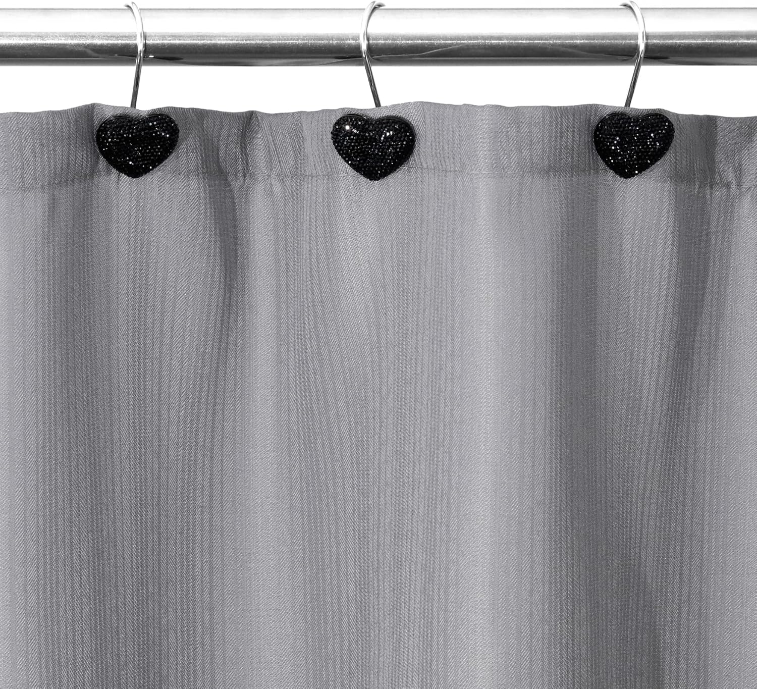 Black Rhinestone Heart Shower Curtain Hooks