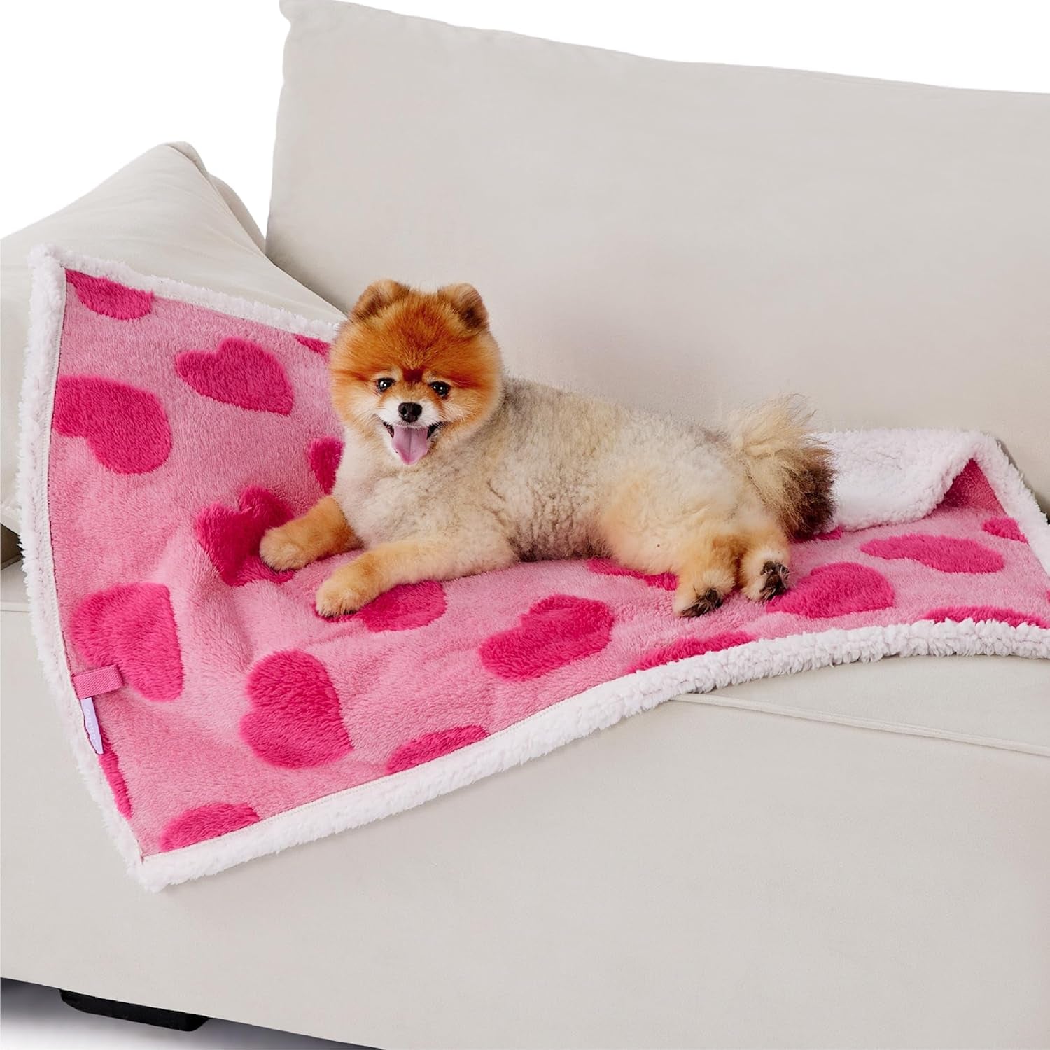 Waterproof Pet Blanket With Pink Hearts Pattern