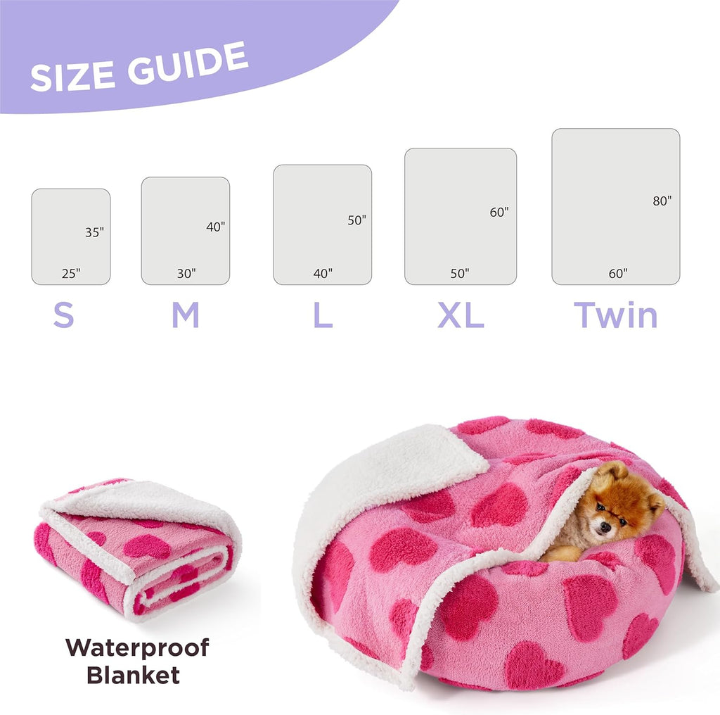 Waterproof Pet Blanket With Pink Hearts Pattern