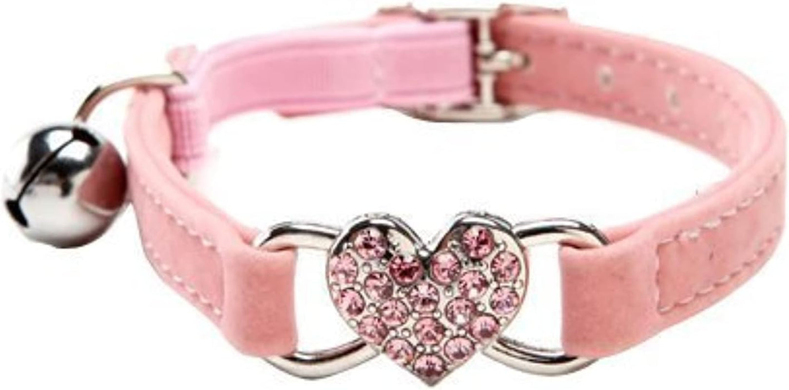 Rhinestone Heart Cat Collar with Bell
