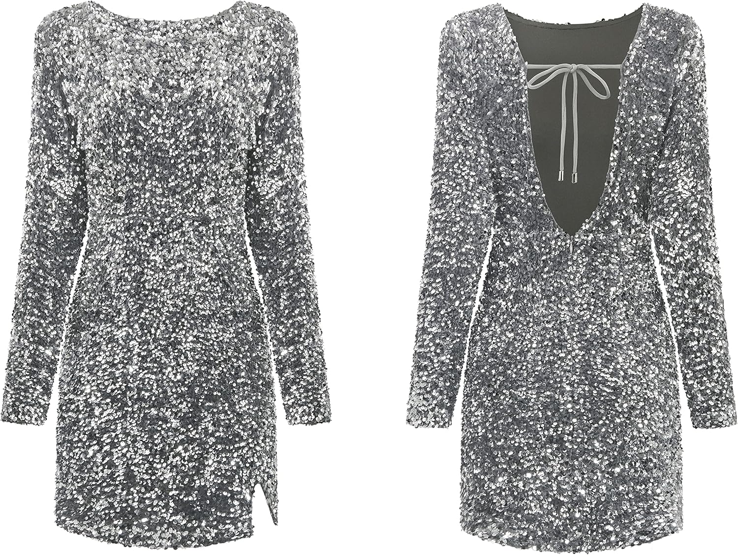 Sequin Velvet Long Sleeve Mini Dress