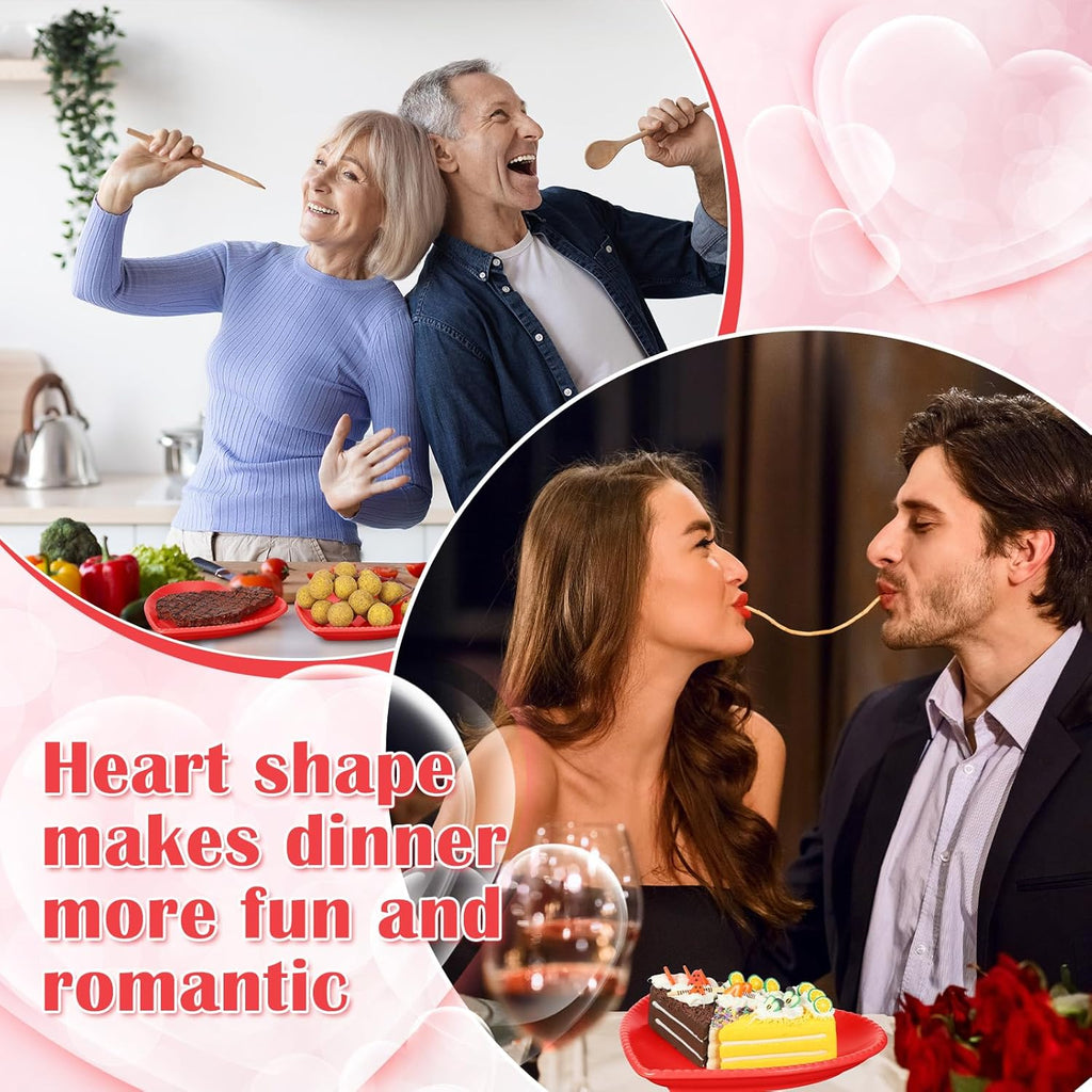 6 Pcs Heart Shaped Plates Ceramic 6.9 Inches Salad Ceramic Graduation Plates Dinner Heart Shaped Serving Dish Dessert Elegant for Kitchen Steak Snacks(Red)