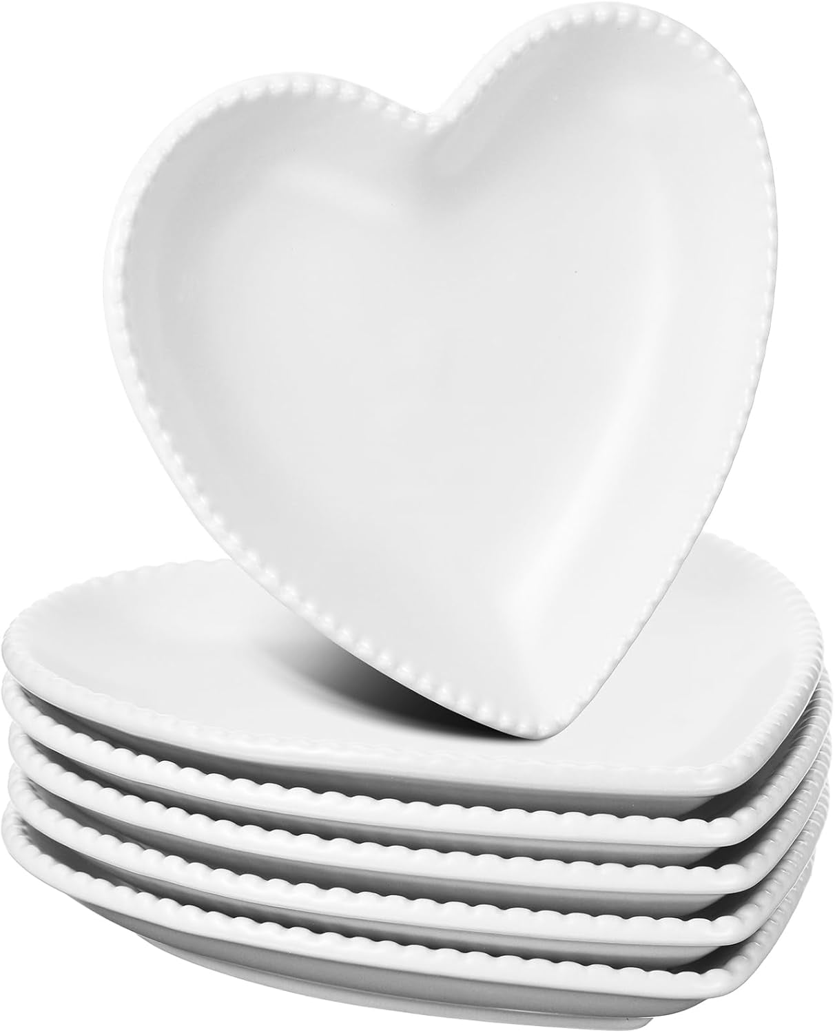 6 Pcs Heart Shaped Plates Ceramic 6.9 Inches Salad Ceramic Graduation Plates Dinner Heart Shaped Serving Dish Dessert Elegant for Kitchen Steak Snacks(Red)